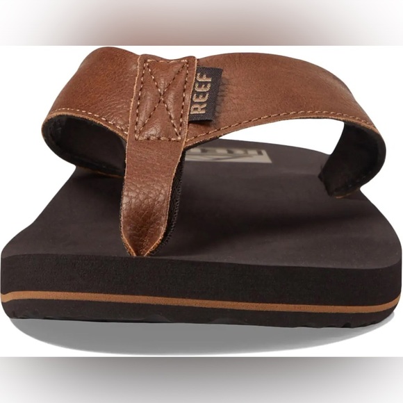 REEF Twinpin Mens Brown/Tan Vegan Leather Flip Flop/Sandal | NEW/NWT!! ☀️🌊🏝️ - Picture 2 of 11